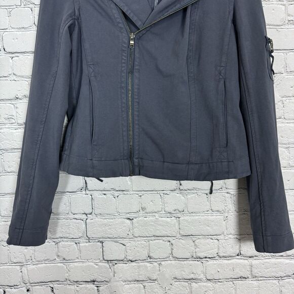 Anthropologie Marrakech Tavi Moto Zip Up Jacket Womens M Blue Gray Cotton Casual - Picture 4 of 10